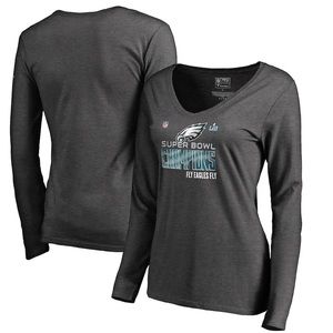 Philadelphia Eagles NFL Super Bowl LII Champions Trophy Long Sleeve V-Neck